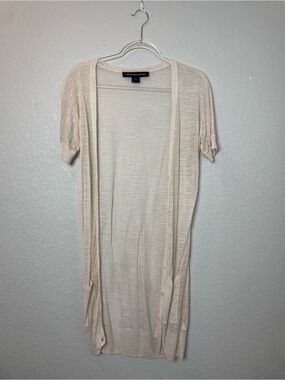 French Connection Blush Sheer Crewneck Button Up Cardigan Size M